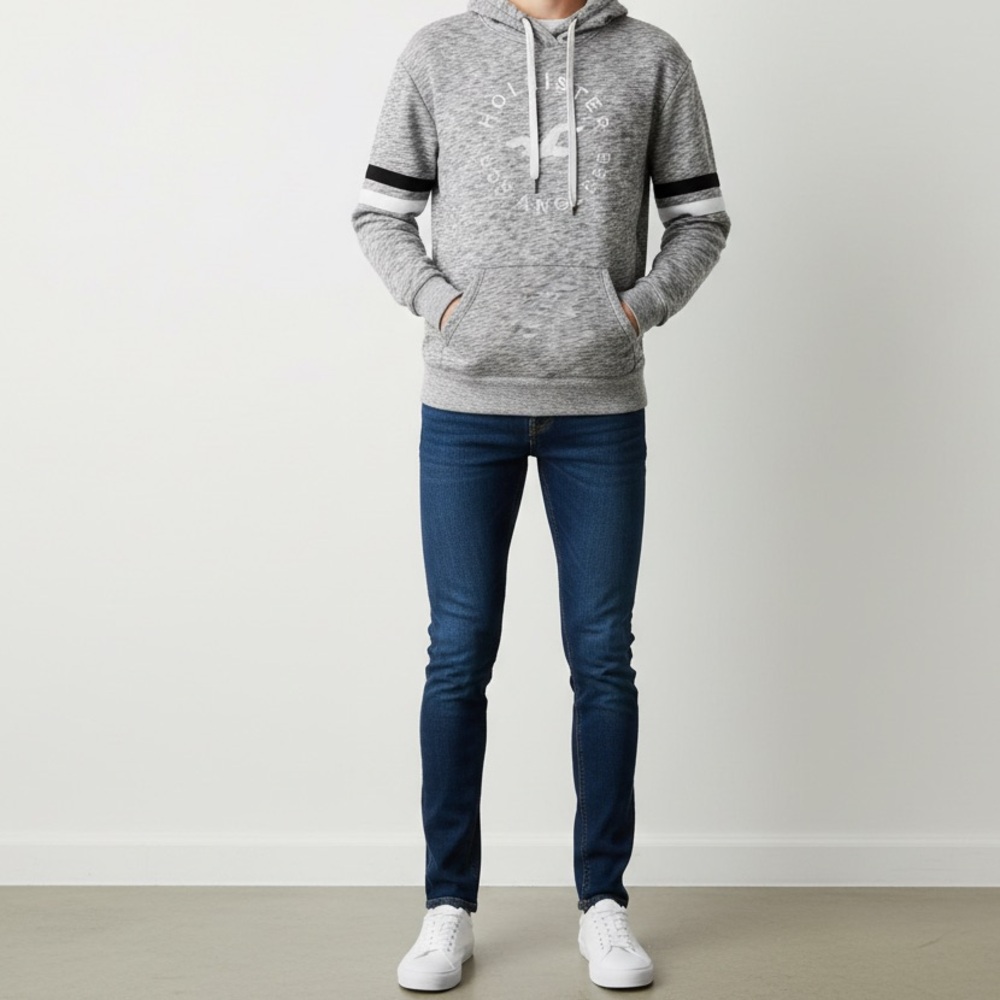 Hollister Heather Gray Hoodie with Logo